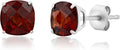 925 Sterling Silver Garnet Stud Earrings - 6MM Cushion Cut