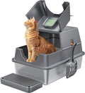 Stainless Steel Litter Box with Lid Large Enclosed - Easy Clean