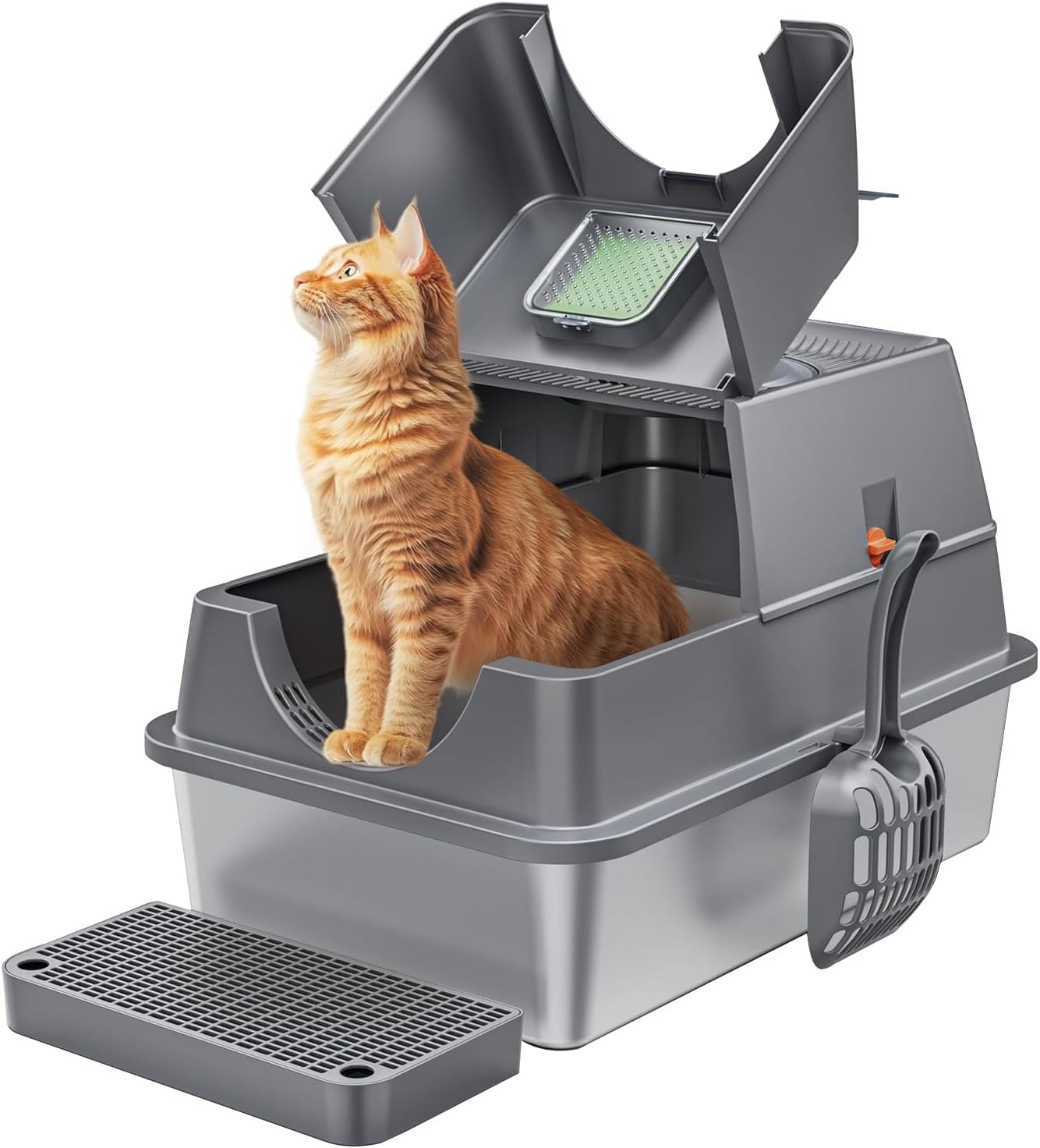 Stainless Steel Litter Box with Lid for Easy Cleaning and Odor Control