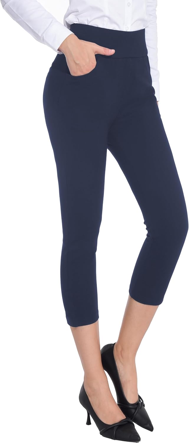 ZTN Women's High Waist Pull-On Dress Pants for Business Casual