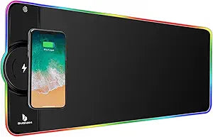Extended Large RGB Gaming Mouse Pad with 15W Qi Fast Charging