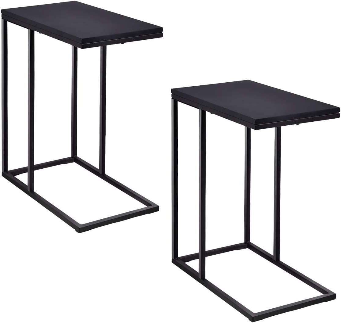 Tangkula Black Coffee Tray Table for Sofa Side