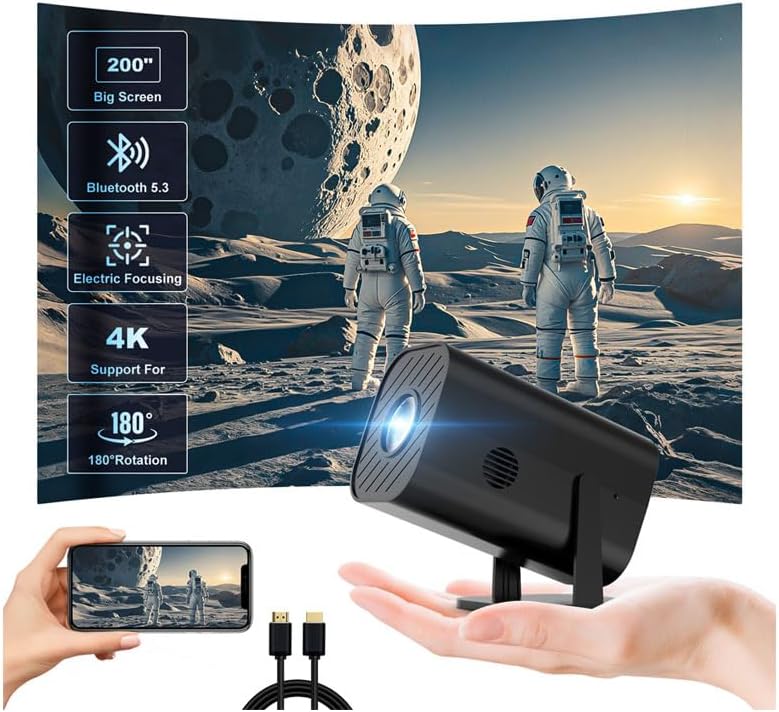 Mini Bedroom Projector with Bluetooth and Speaker for Movies