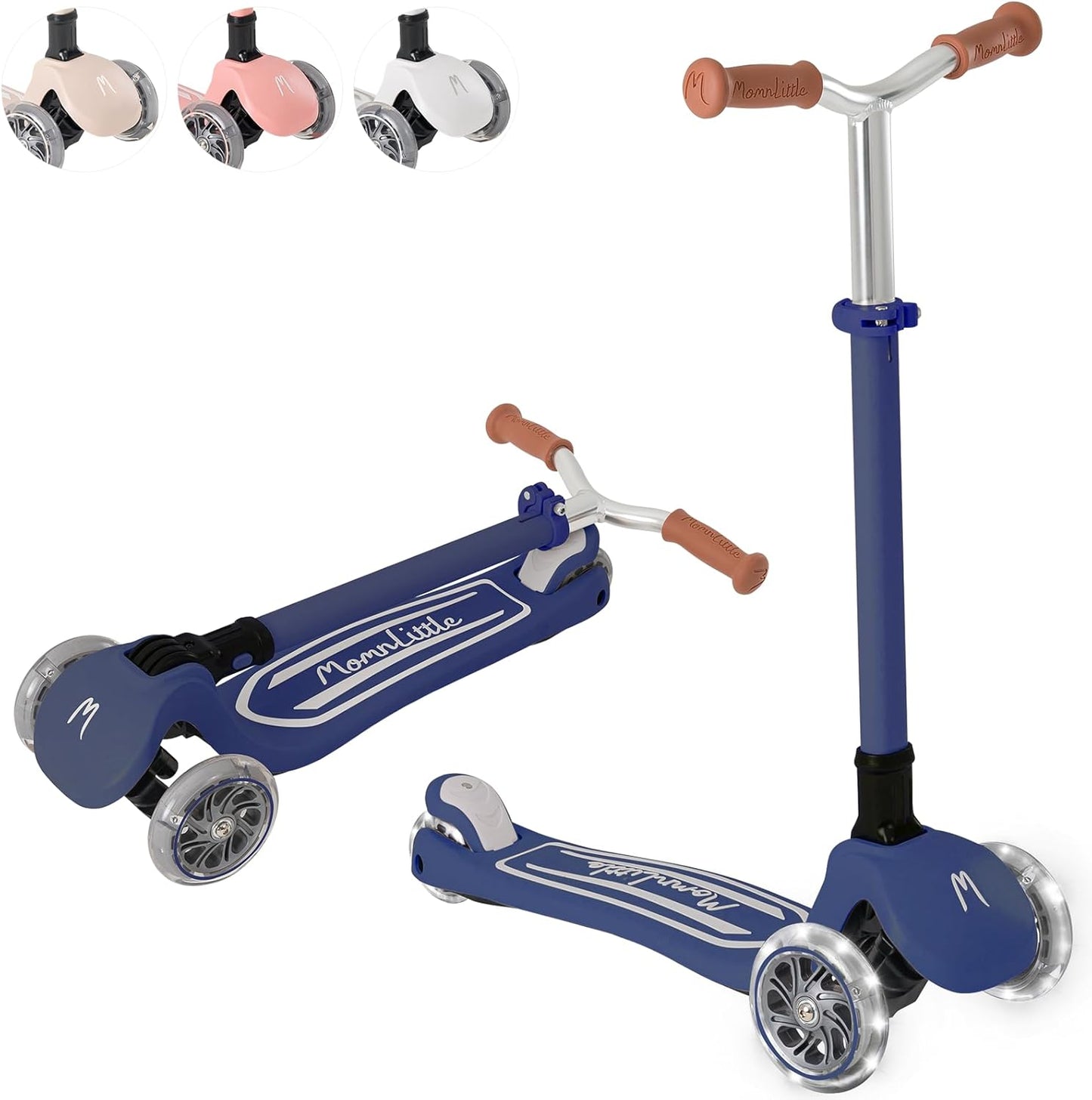 MomnLittle Kick Scooter for Kids Ages 3-10 with LED Wheels