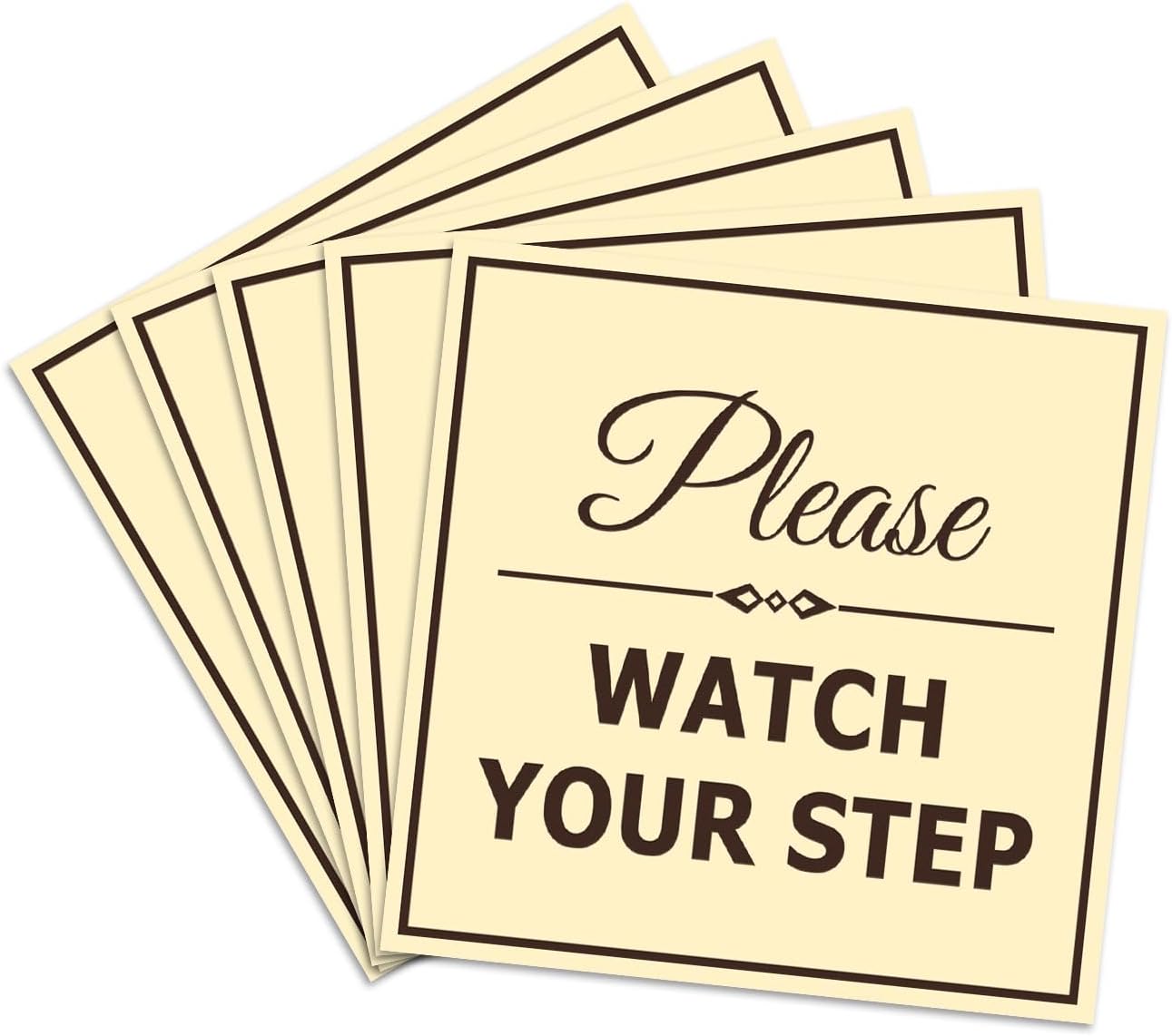 Square Classy Please Watch Your Step Sign - Large 5 Pack