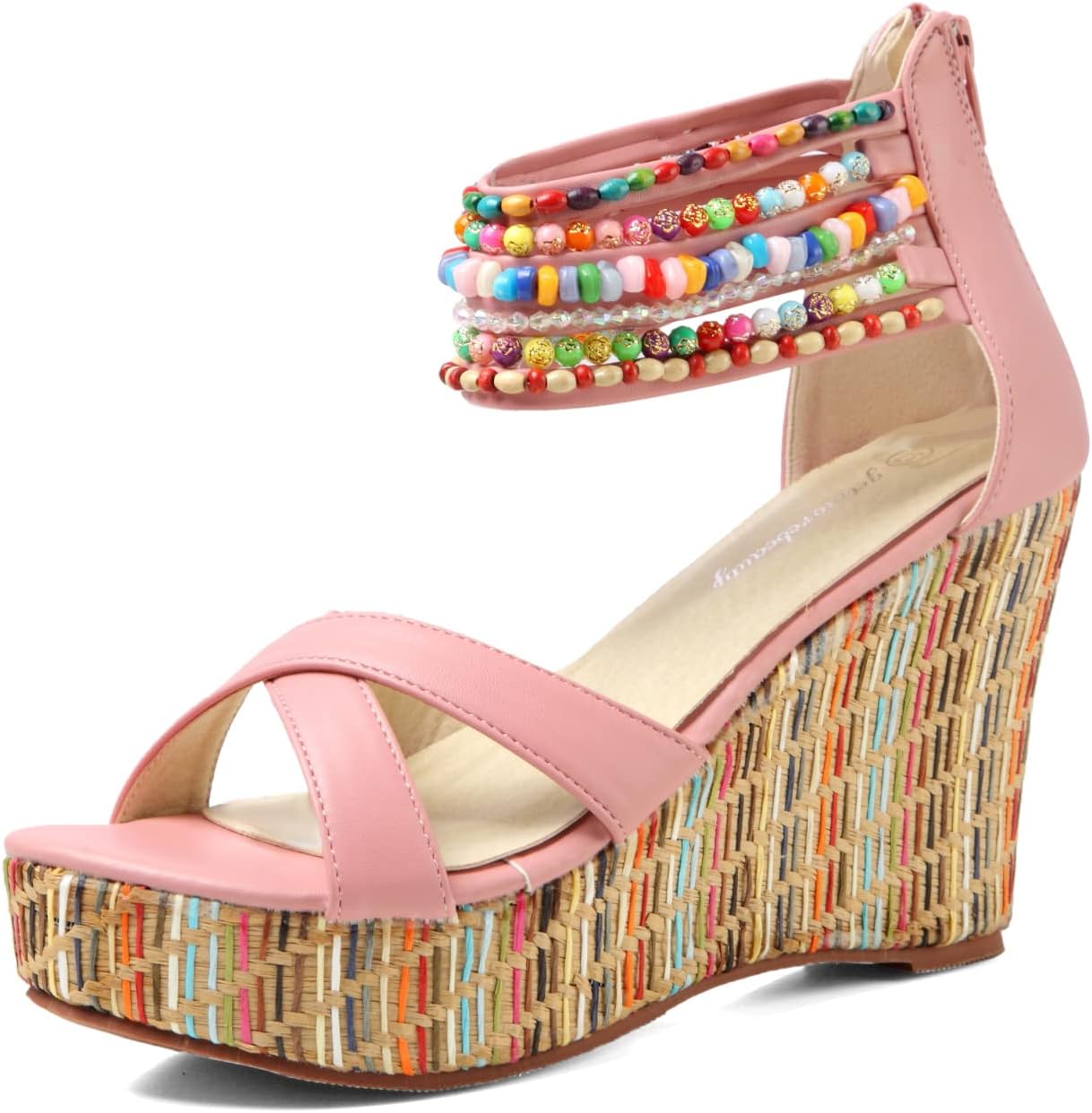 Getmorebeauty Women's Wedge Sandals with Pearls for Style