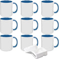 Sublimation Blanks 11oz White Mugs Set of 9 - Color Inner & Handle