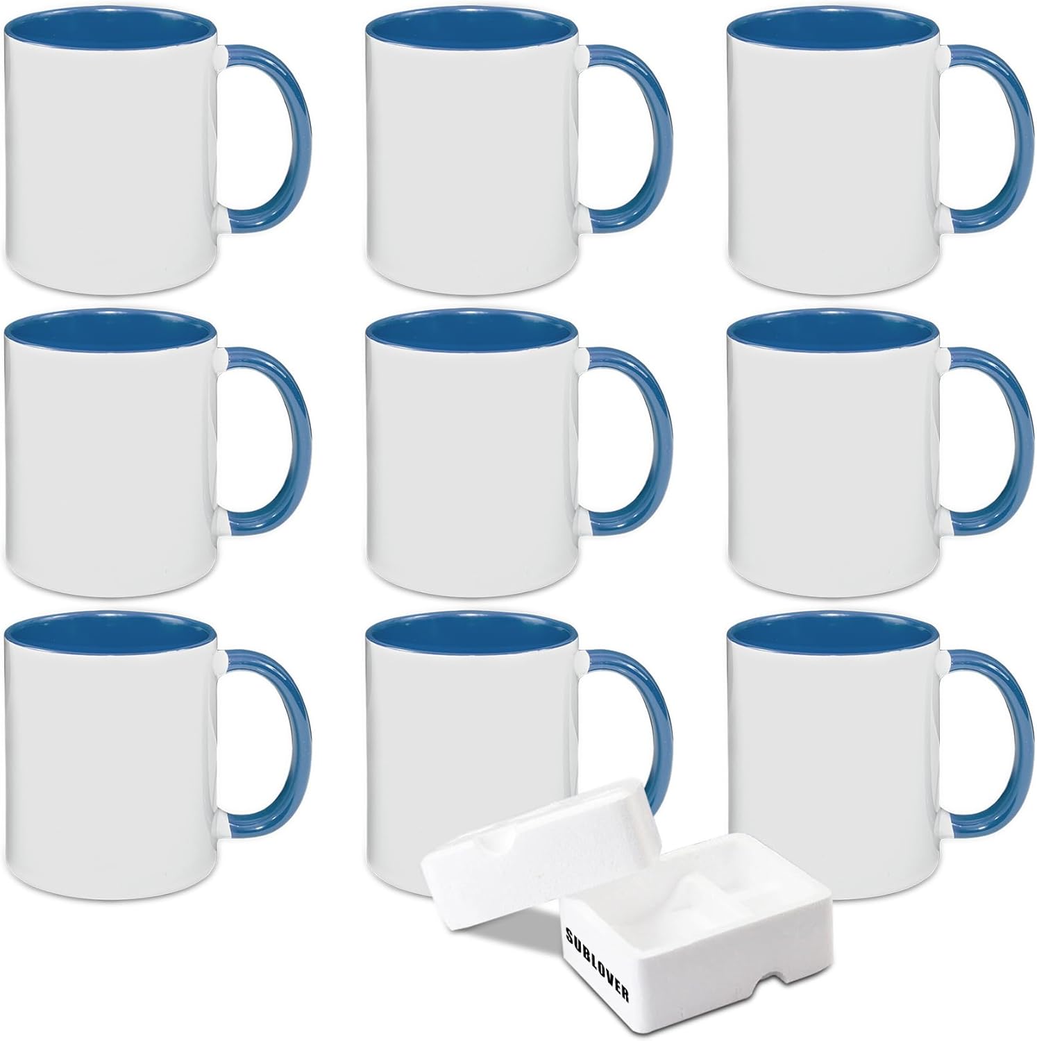 SUBLOVER Set of 9 Sublimation Blanks Ceramic Coffee Mugs