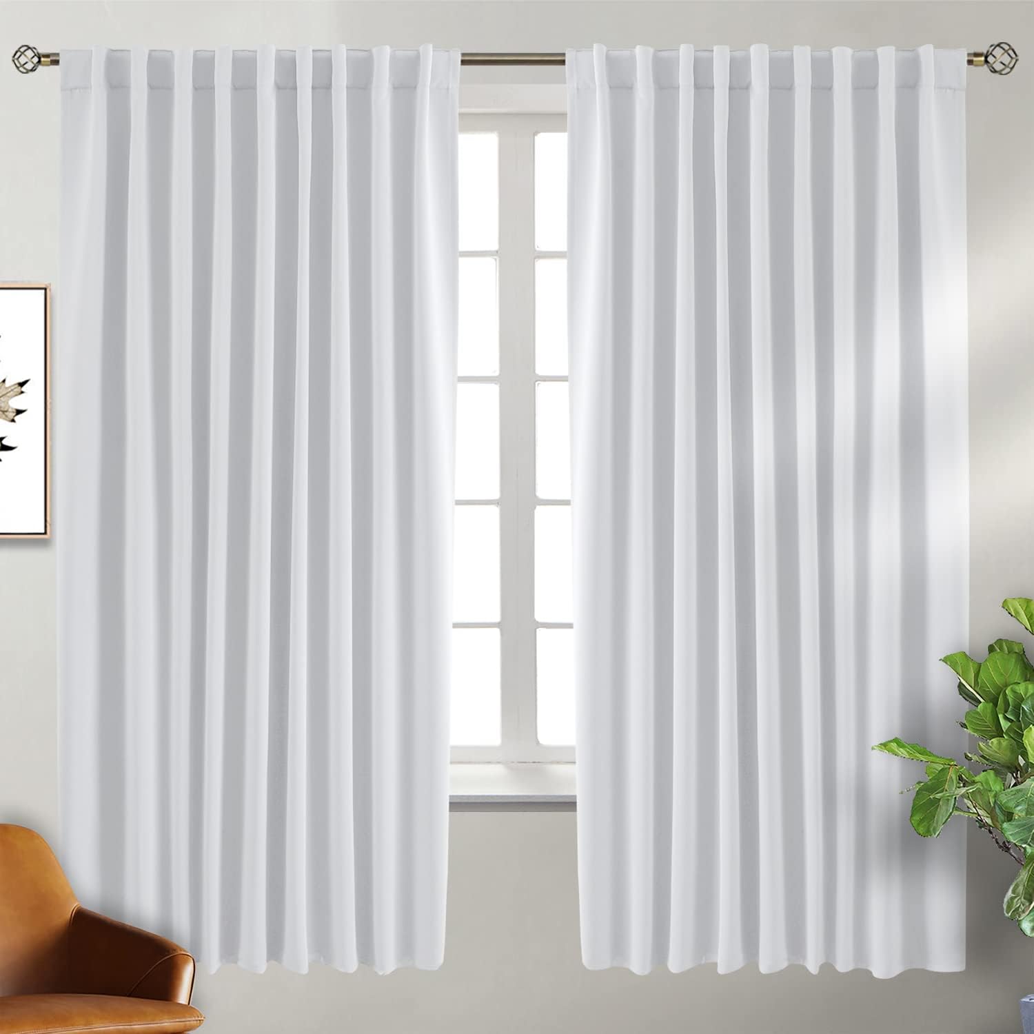 BGment White Curtains for Bedroom - Thermal Insulated Room Darkening