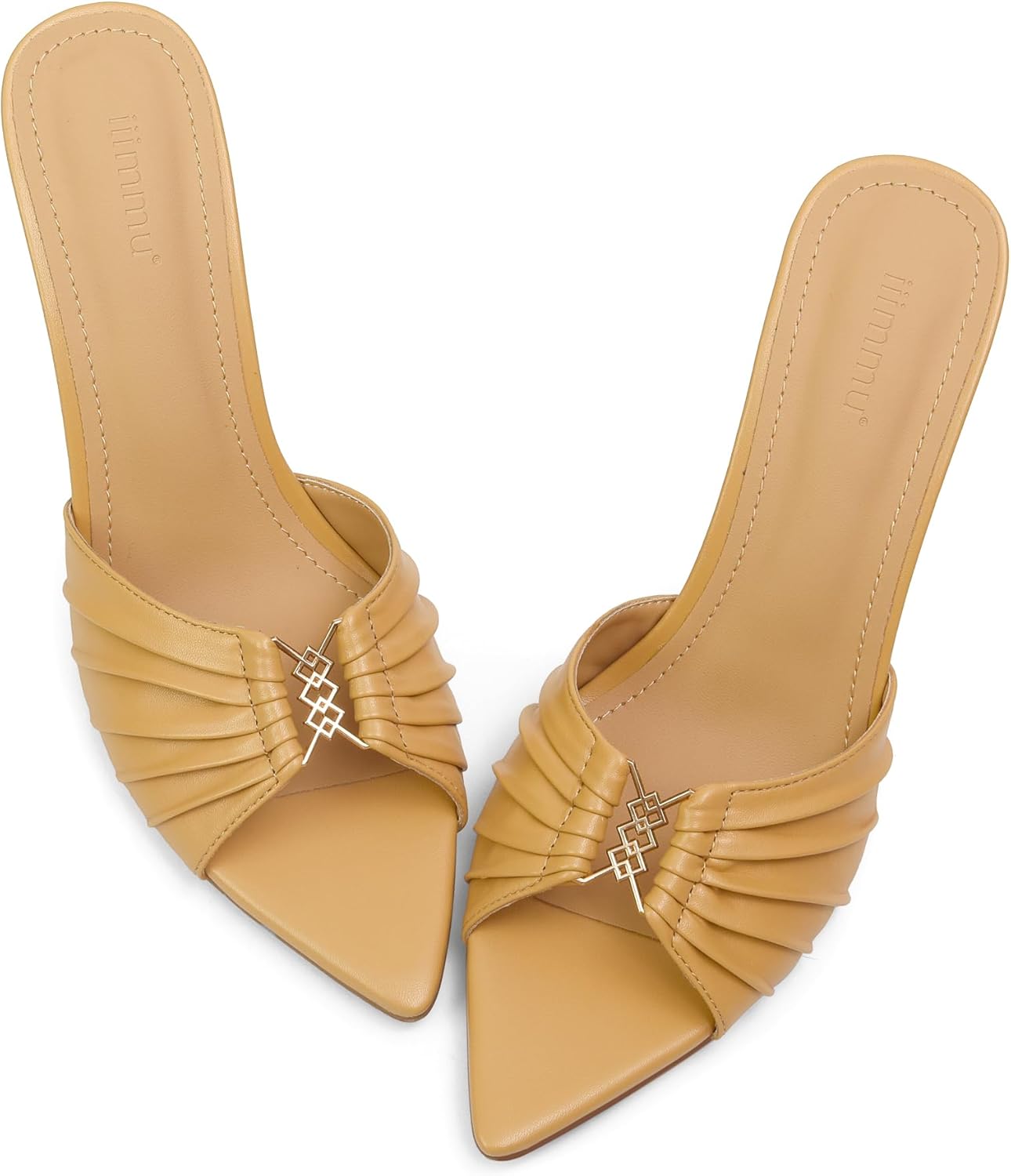 iiimmu 3.5 IN Stiletto Mules High Heels with Peep Toe Style