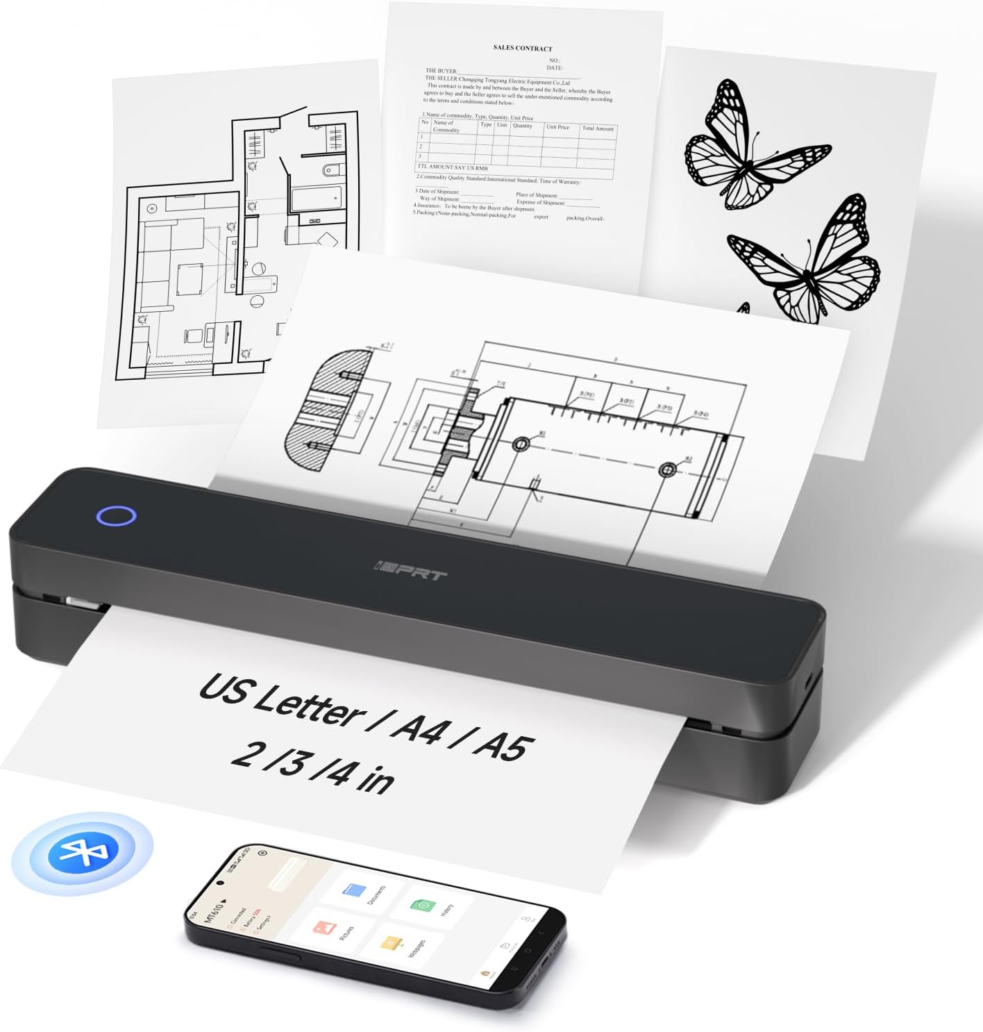 iDPRT Portable Wireless Printer: Inkless 300DPI for Travel & Home