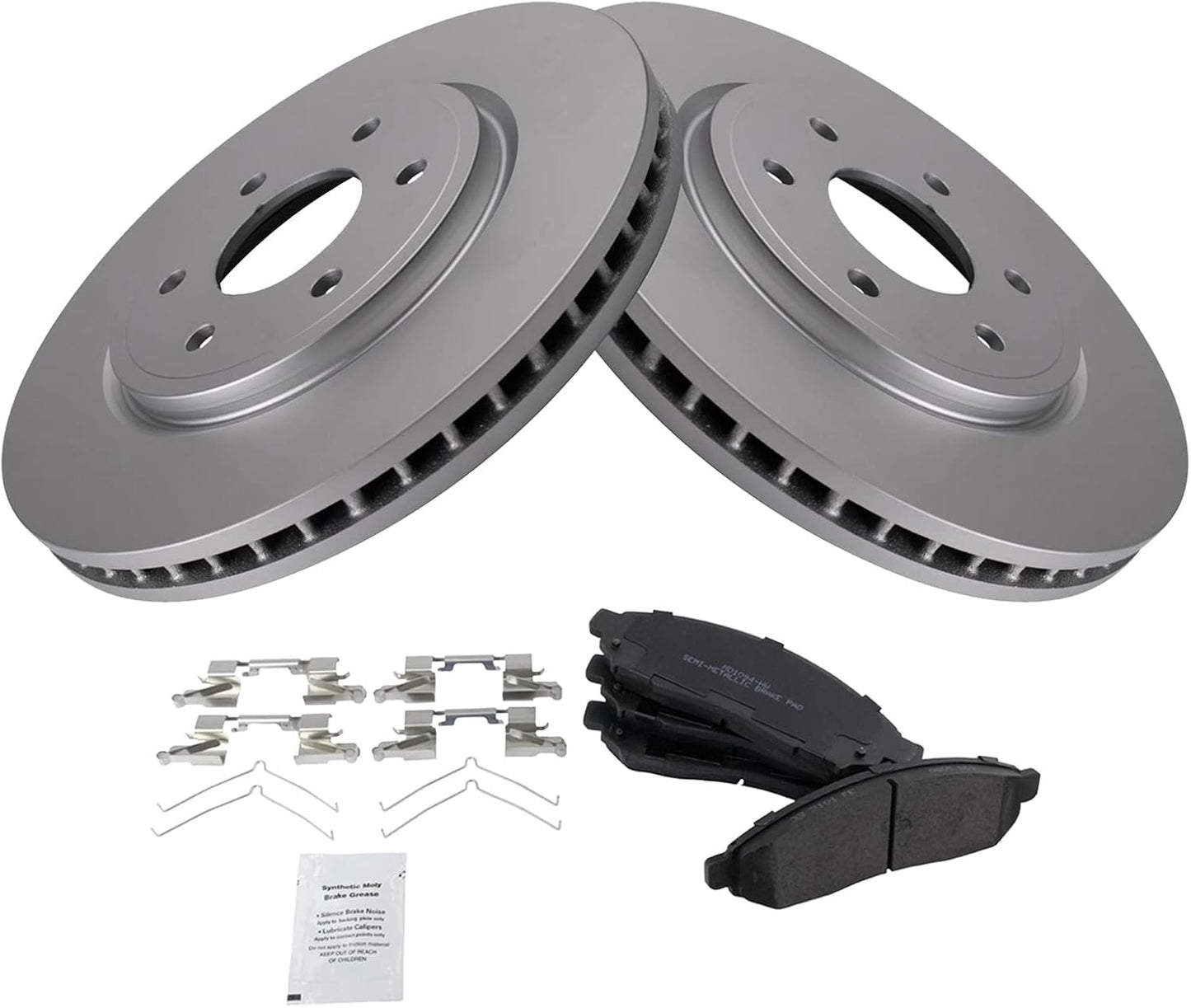 TRQ Front Metallic Brake Pad & Coated Rotor Kit for Vehicles