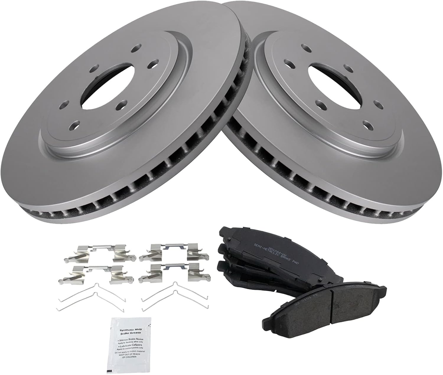 TRQ Front Metallic Brake Pad & Coated Rotor Kit for Vehicles
