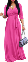 Women's 2025 Maxi Dress - Bohemian V-Neck 3/4 Sleeve Maxi