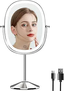 FUNTOUCH Lighted Makeup Mirror: Rechargeable & Magnifying