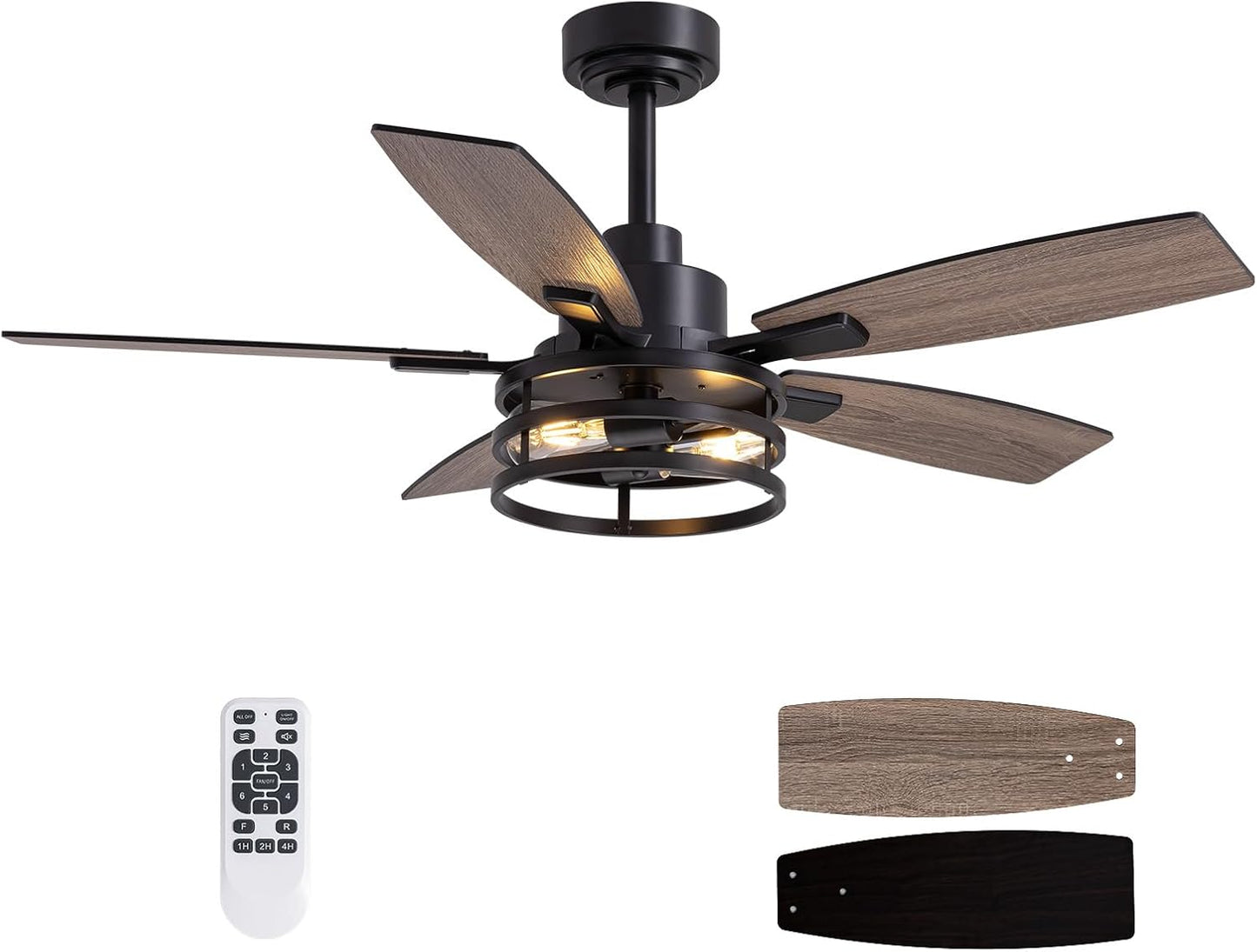 46 Inch Ceiling Fan with Lights and Remote Control for Home