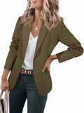 Womens Casual Blazer Open Front Long Sleeve - Slim Fit Office Jacket