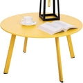 Patio Coffee Table 28in Metal Steel Round Outdoor Table - Weather