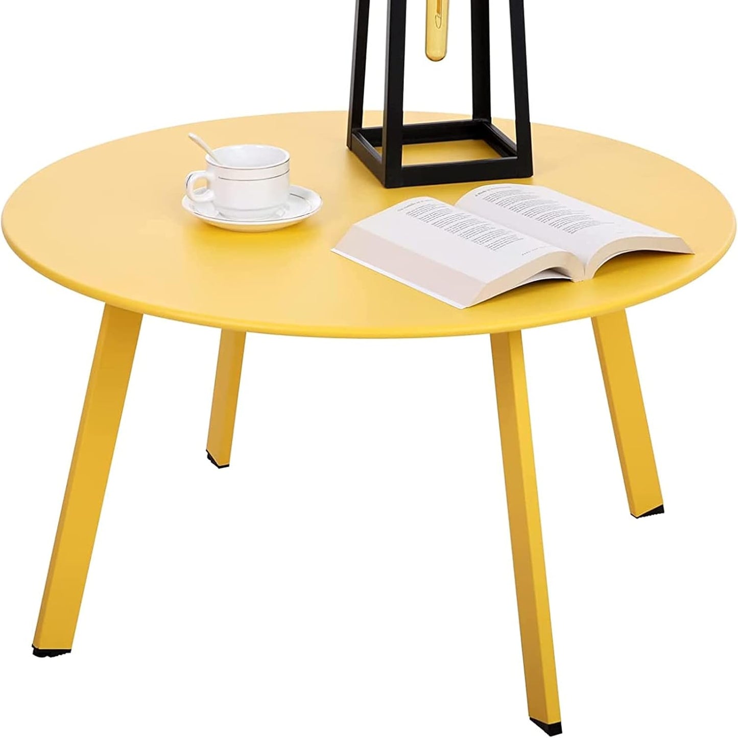 Patio Coffee Table - 28in Metal Steel Round Table for Outdoors