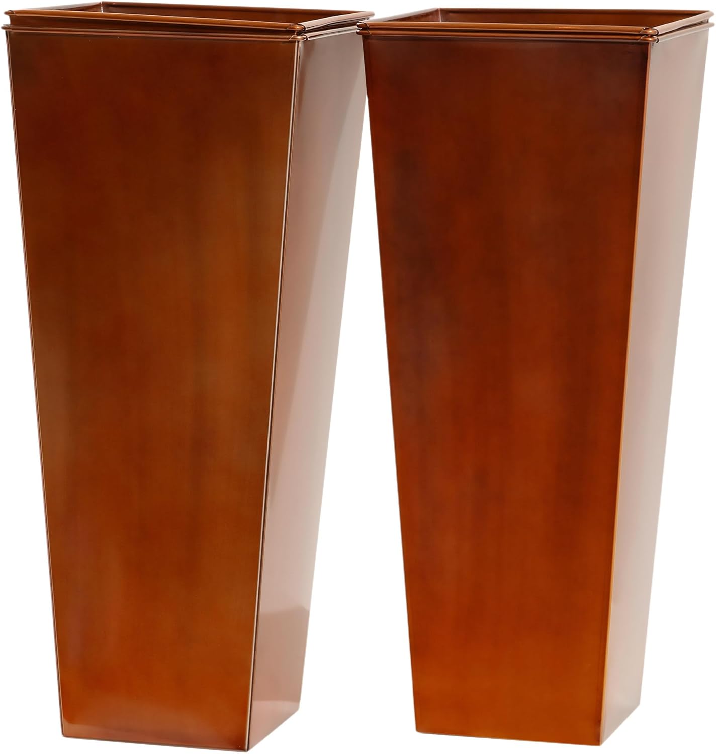 28in Tall Metal Copper Square Planter for Indoor and Outdoor Use
