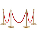 Stanchion Post with Velvet Rope 4-Pack - Stable Red Queue Barriers