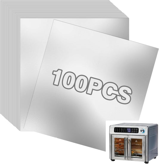 100Pcs Aluminum Foil Air Fryer Liners - Nonstick & Easy Clean!