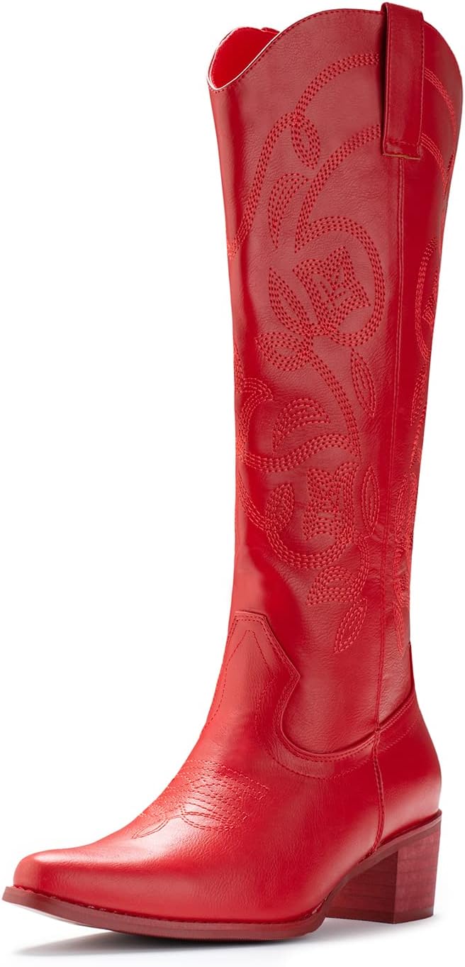 IUV Cowboy Boots for Women Pointy Toe Western Mid Calf Style