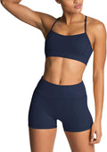 Women's 2-Piece Workout Set High Waisted Biker Shorts and Crop Top