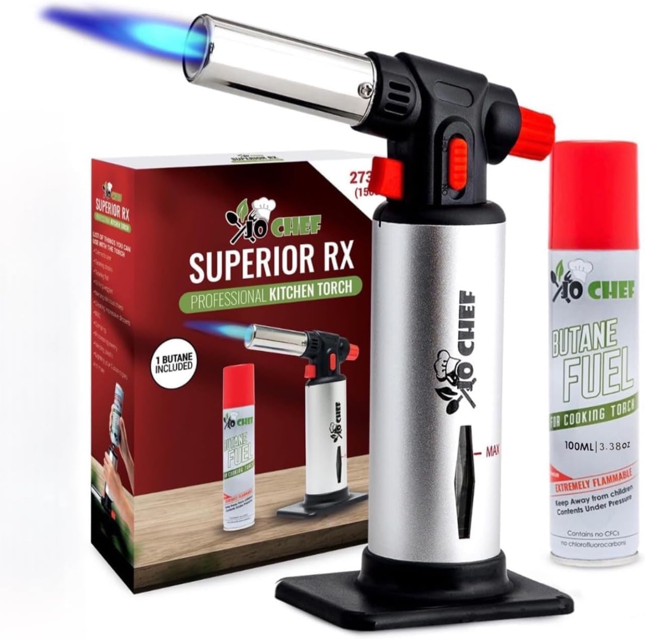 Jo Chef Kitchen Torch: Adjustable Flame Culinary Torch for Cooking