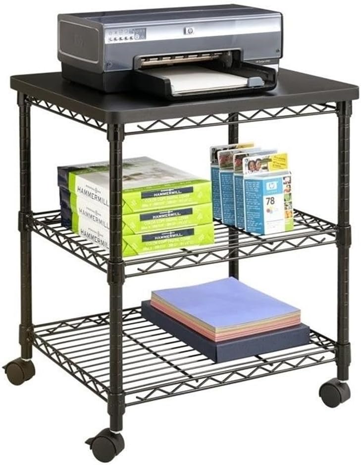 Safco Deskside 3 Tier Rolling Cart for Home Office Use