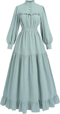 Nuoqi Victorian Dress for Women Long Sleeve Cotton Edwardian Dress