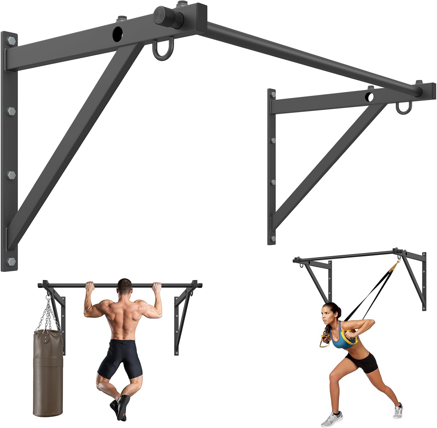 Wall Mounted Pull Up Bar for Home Gym with Adjustable Depth