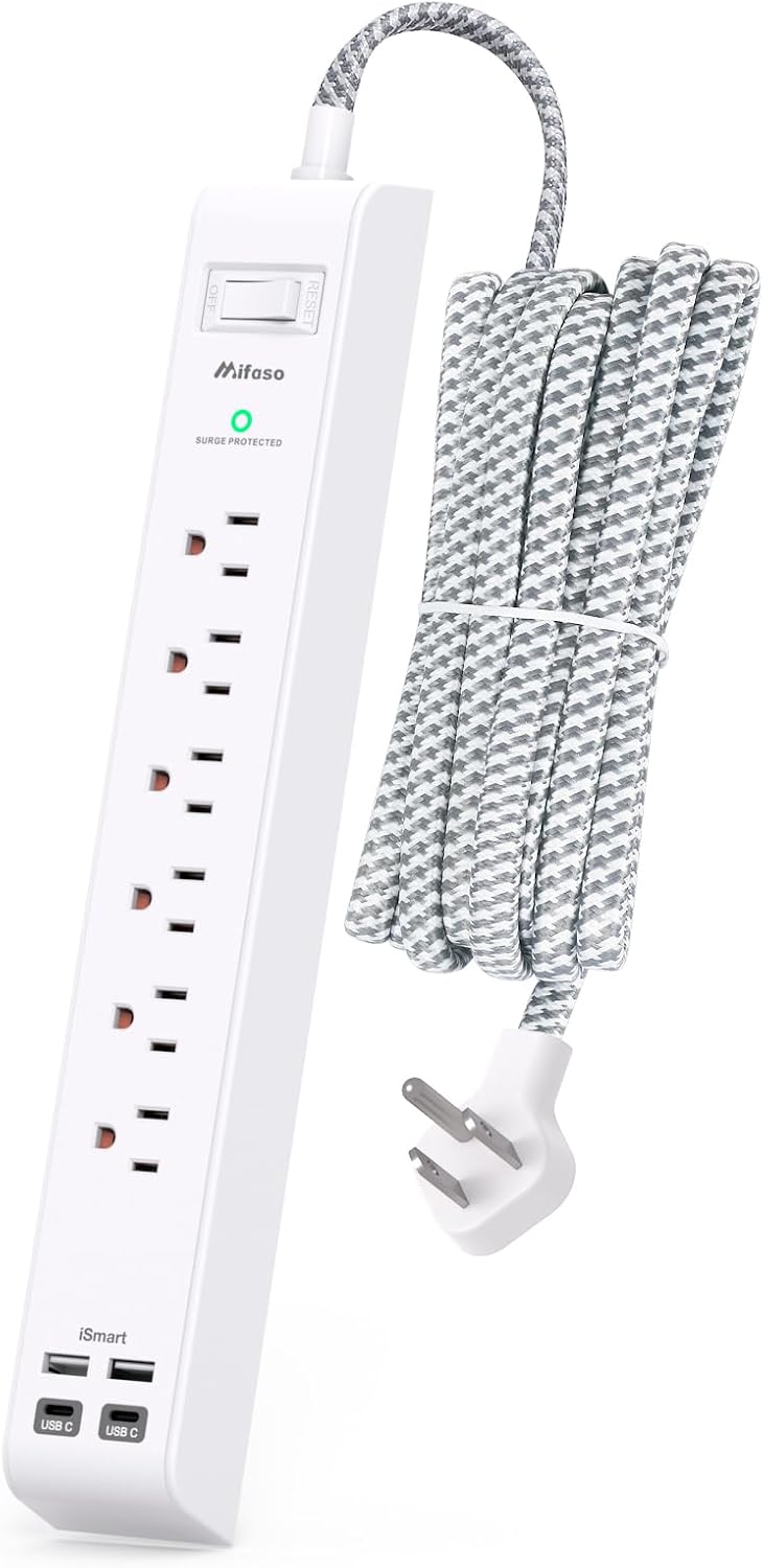 10ft Surge Protector Power Strip with 4 USB Ports - Mifaso