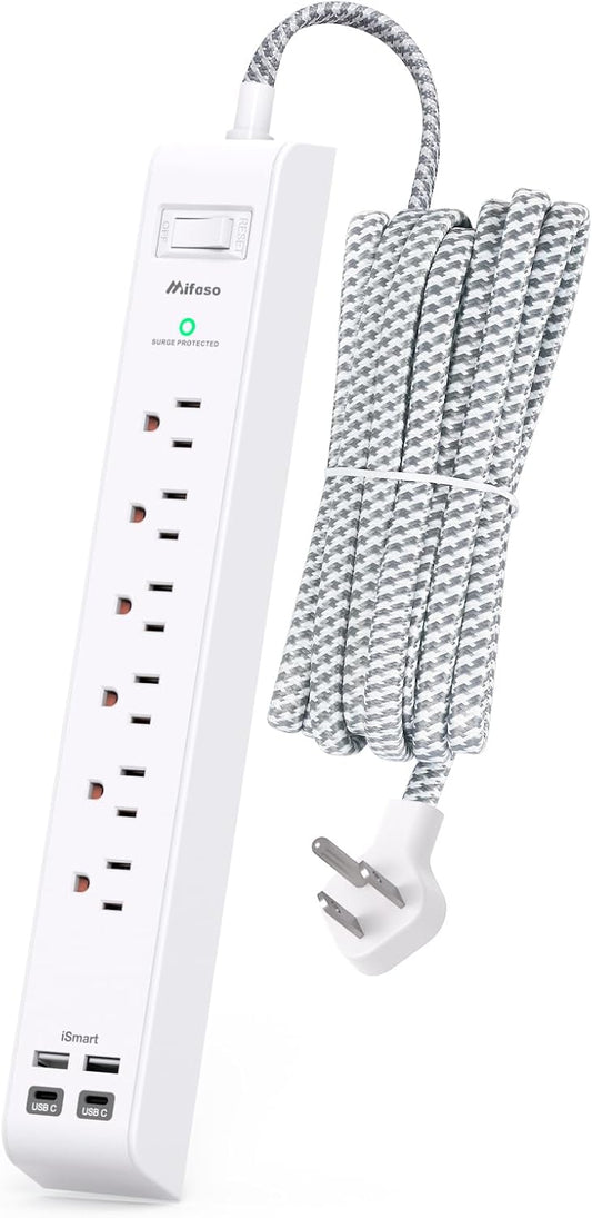 10ft Surge Protector Power Strip with 4 USB Ports - Mifaso
