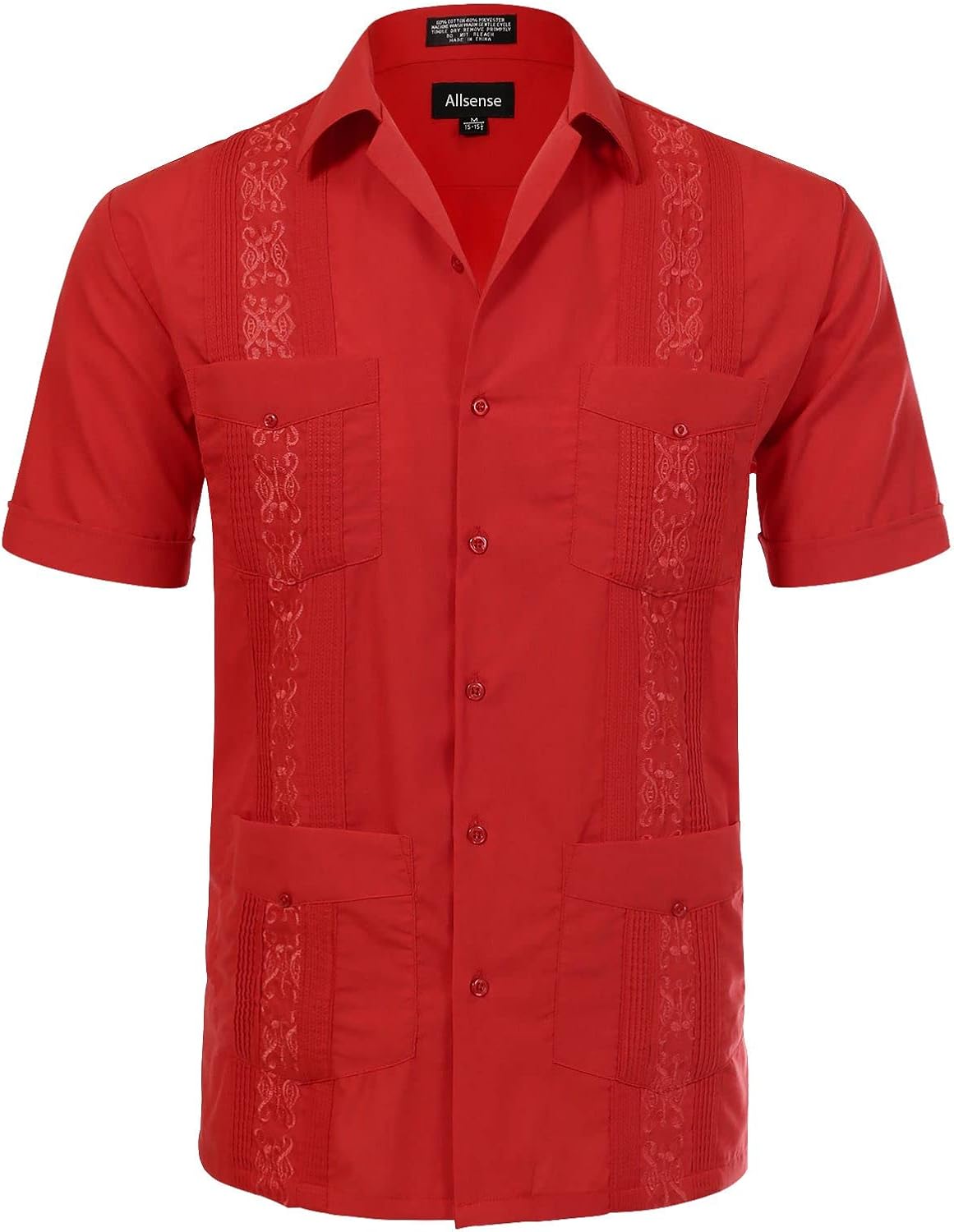 Allsense Men's Short-Sleeve Guayabera Shirt for All Occasions