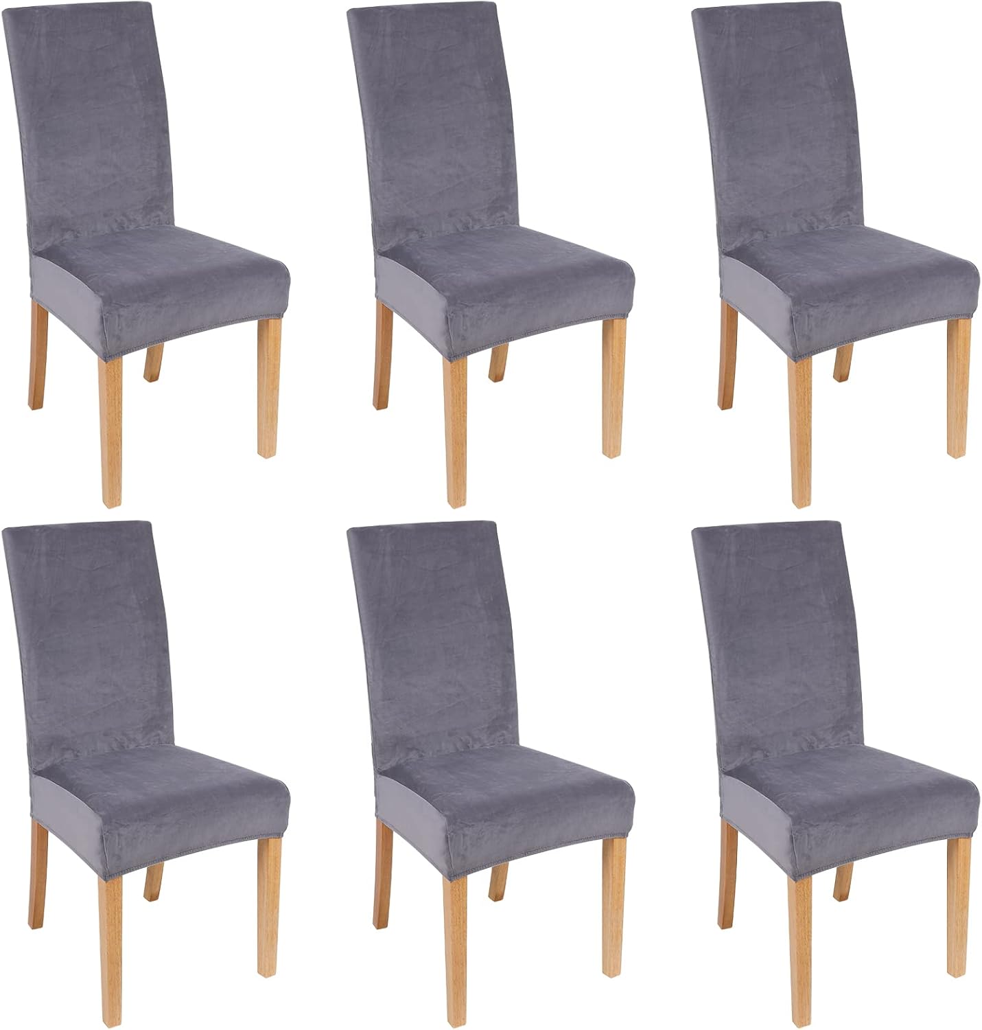 Smiry Velvet Stretch Chair Covers for Dining Room Set of 6