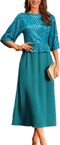 Sequin Patchwork A-Line Evening Dress - Elegant Ankle-Length