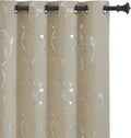 BUHUA Wave Floral Vine Print Blackout Curtains - 2 Panels Beige