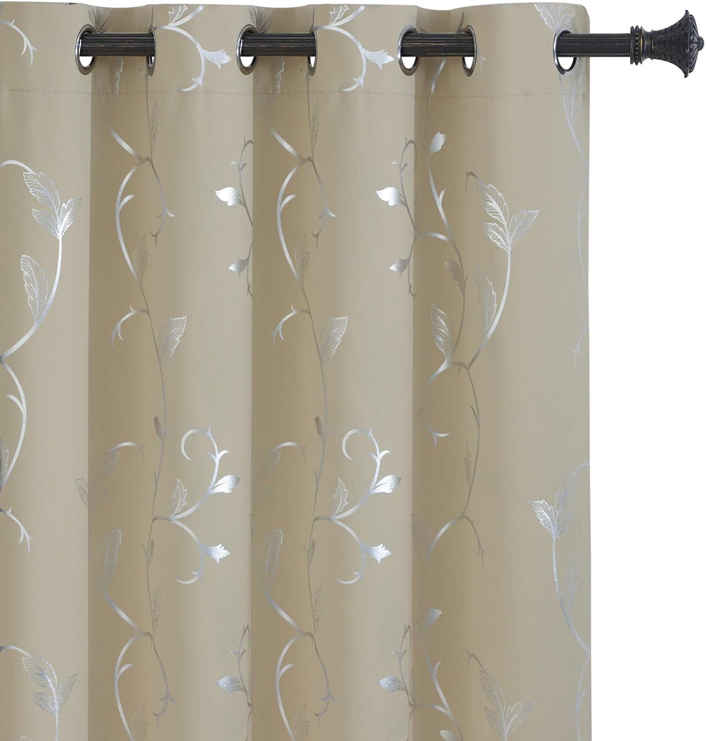 BUHUA Wave Floral Vine Print Blackout Curtains for Living Room