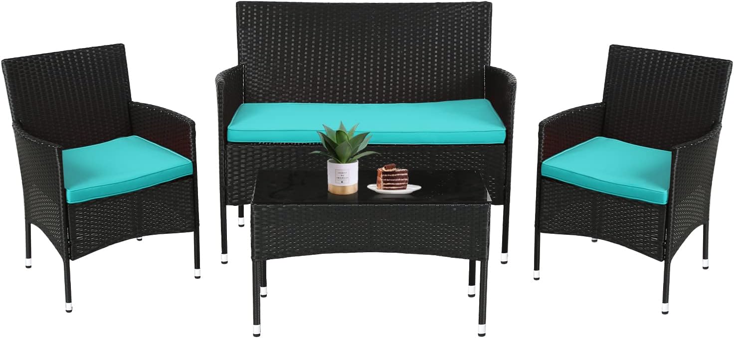 FDW Rattan Furniture Wicker Chair Set for Indoor Outdoor Use