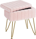 Pink Vanity Stool with Storage & Furry Seat by GREENSTELL