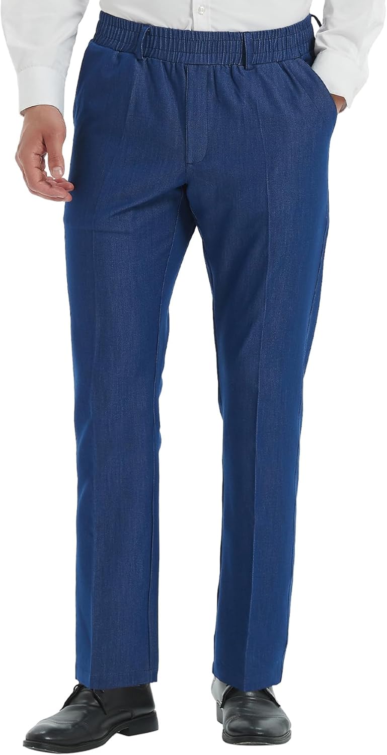 LETAOTAO Mens Elastic Waist Jeans Pants for Seniors Comfort