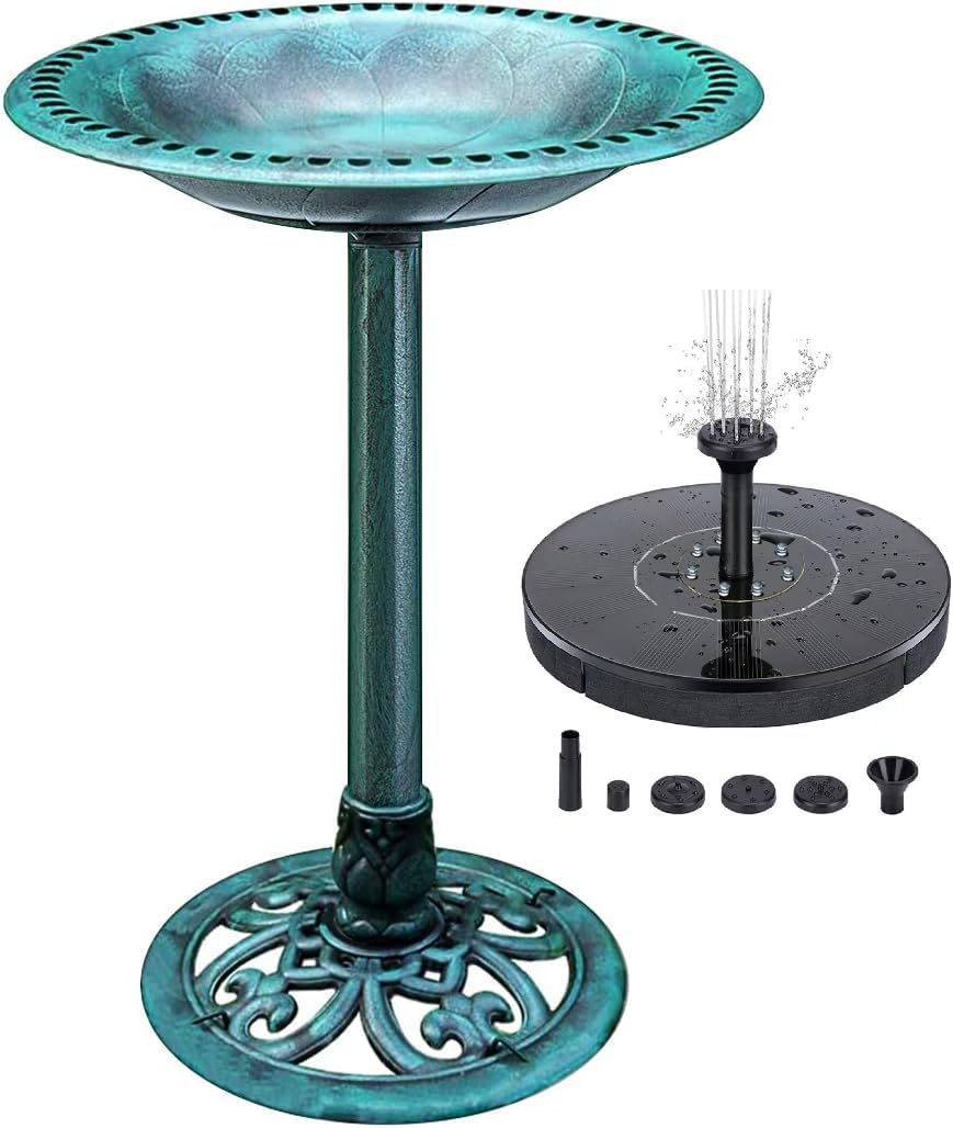 KKY 28 Inch Bird Bath Outdoor Garden Resin Lightweight Retro Art