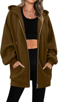 Women's Oversized Zip Up Hoodie S-3XL - Fleece Long Sleeve Sweatshirt