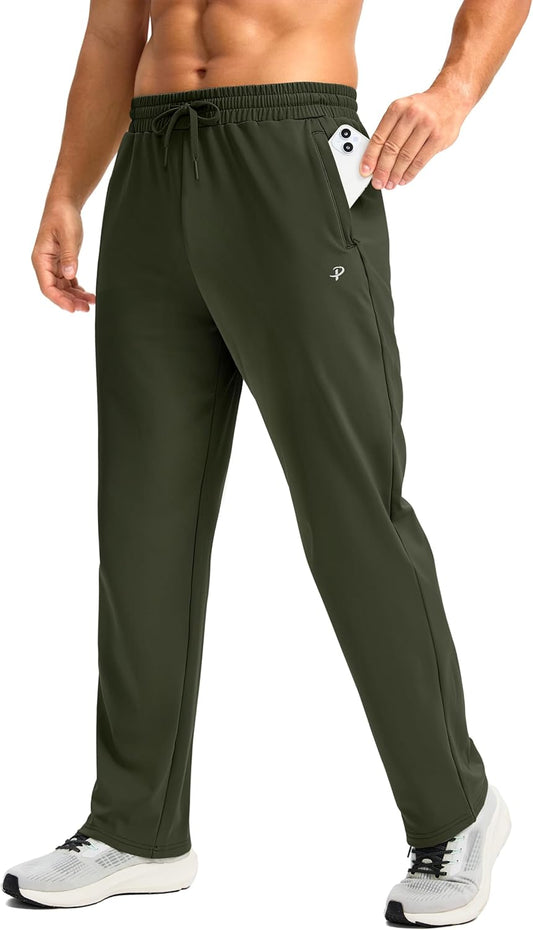 Pudolla Men's Fleece Lined Sweatpants for Winter Workouts