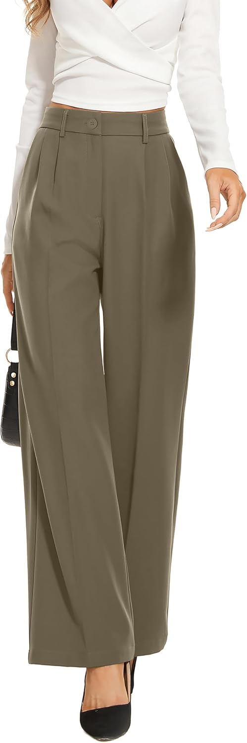 Wide Leg Pants for Women - High Elastic Waist Business Trousers