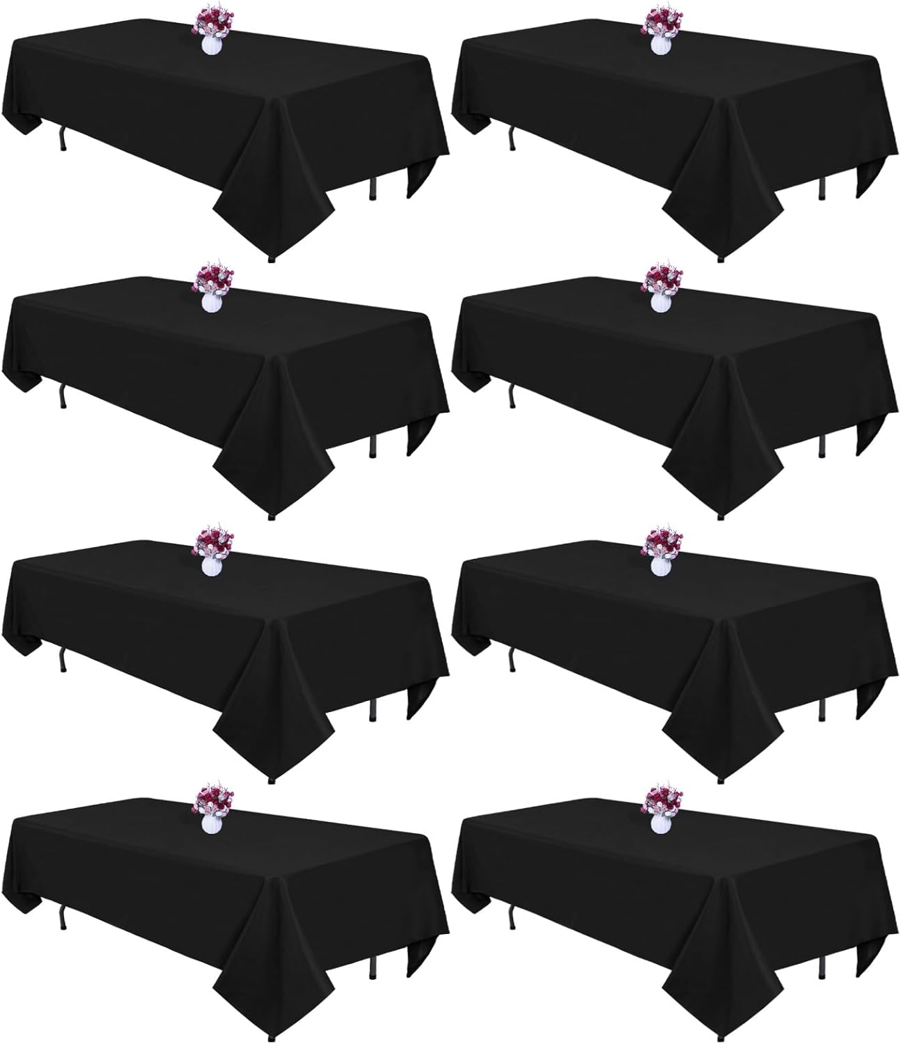 8 Packs Black Tablecloths for 8 Foot Rectangle Tables - Durable