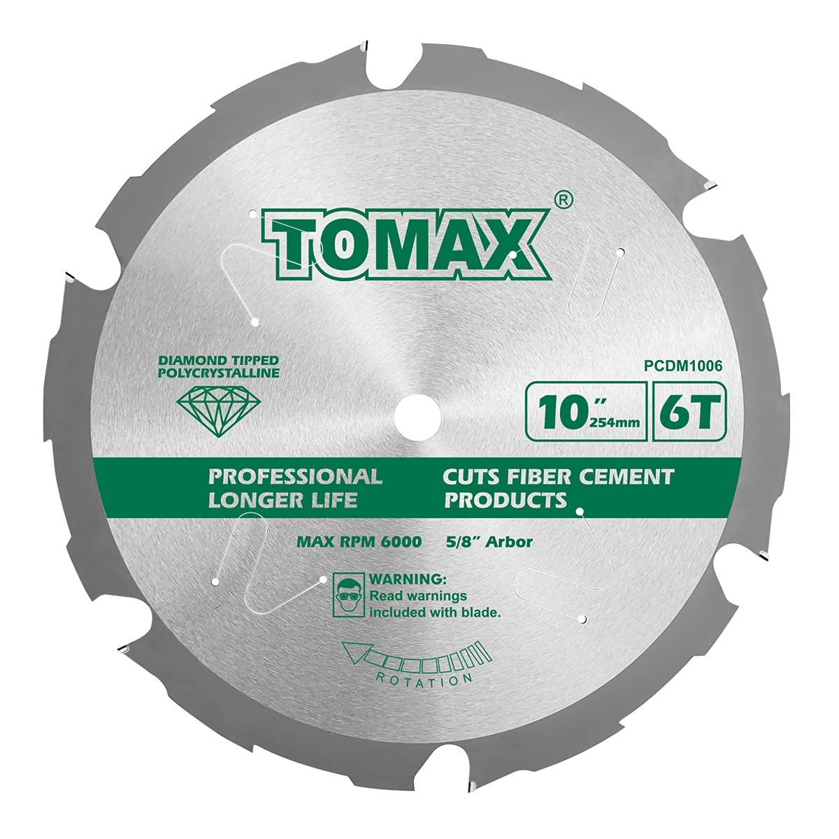 TOMAX 10 Inch PCD Hardie Fiber Cement Saw Blade for Precision Cuts