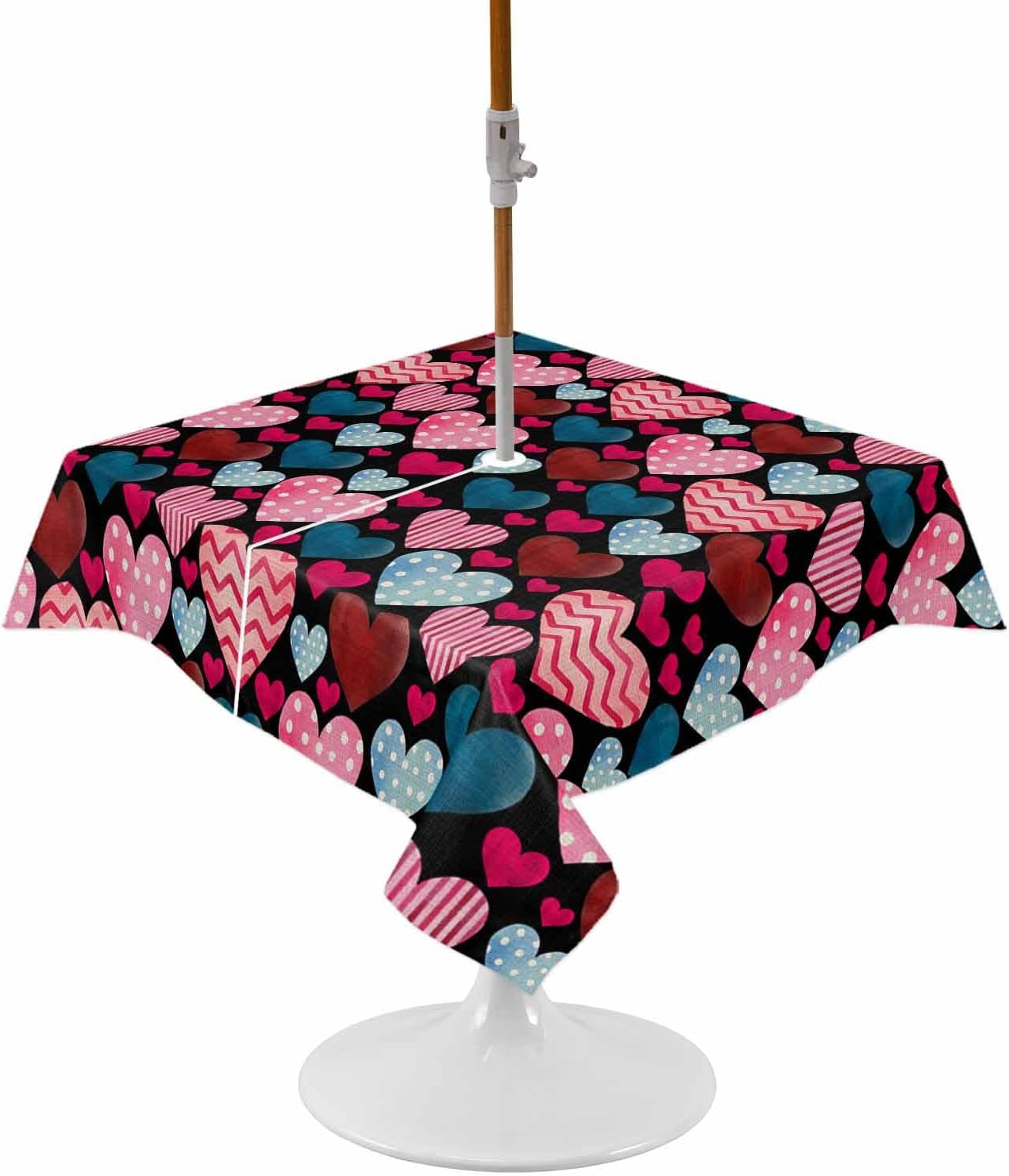 Romantic Heart Outdoor Tablecloth - Waterproof Patio Charm