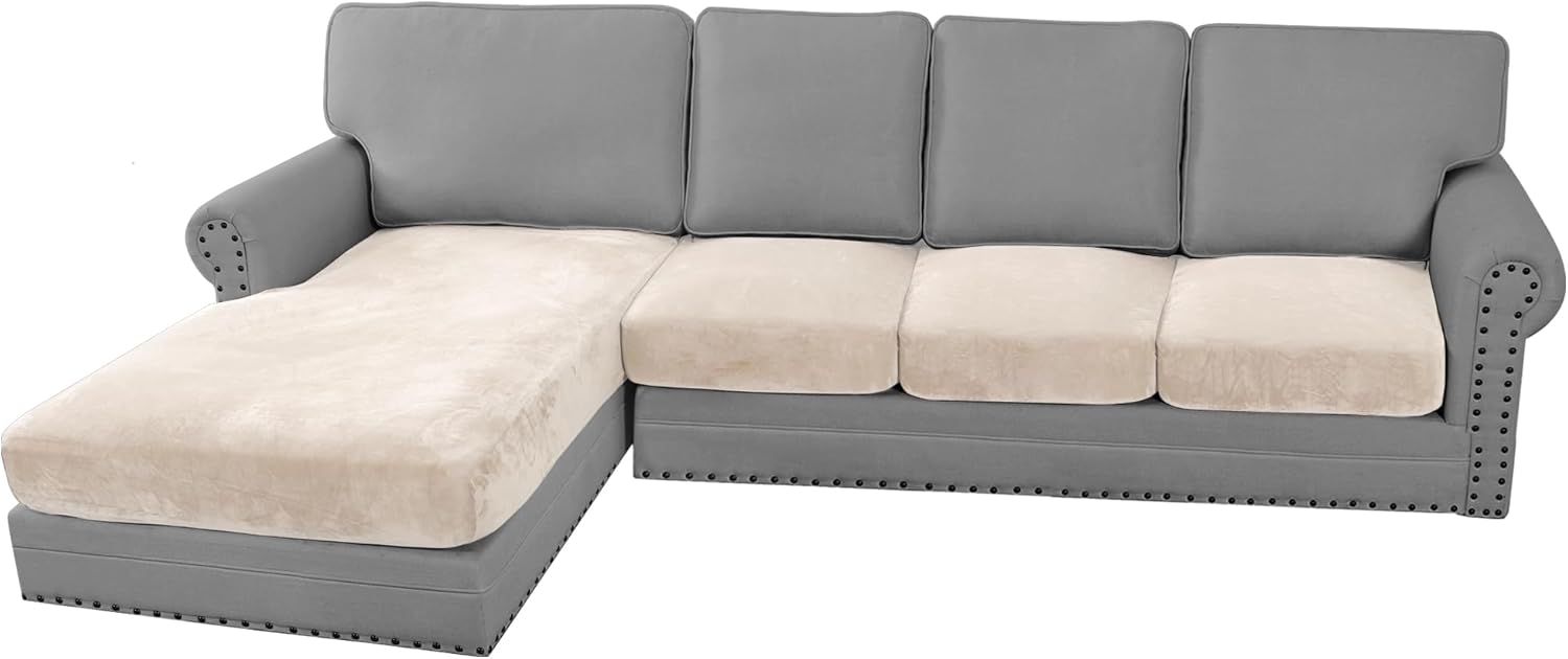 H.VERSAILTEX Velvet Stretch Sectional Couch Covers for L Shape